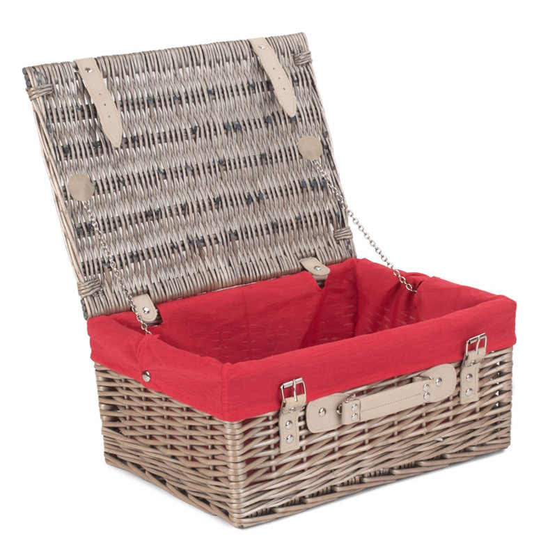 Wicker Picnic Basket, Red, 19cm H x 41cm W x 31cm D