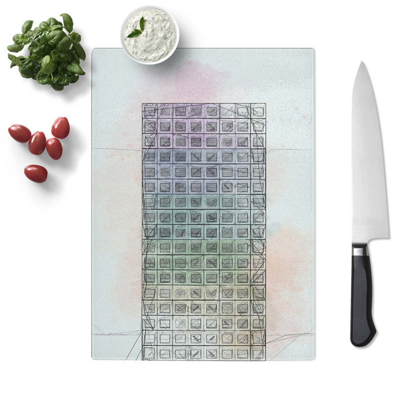 Tempered Glass Sketching the Architecture Vol.42 Chopping Board, 28.5 cm x 39 cm