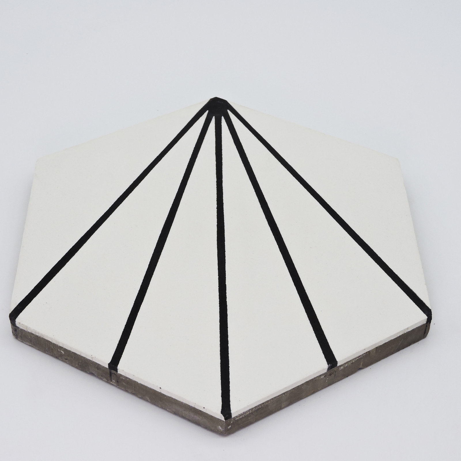 Menara 8" x 9" Cement Patterned Tile, Off White/Black