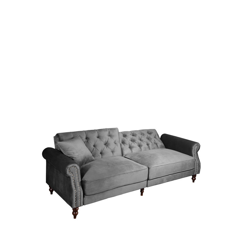 87.8'' Velvet Sofa, Gray Velvet
