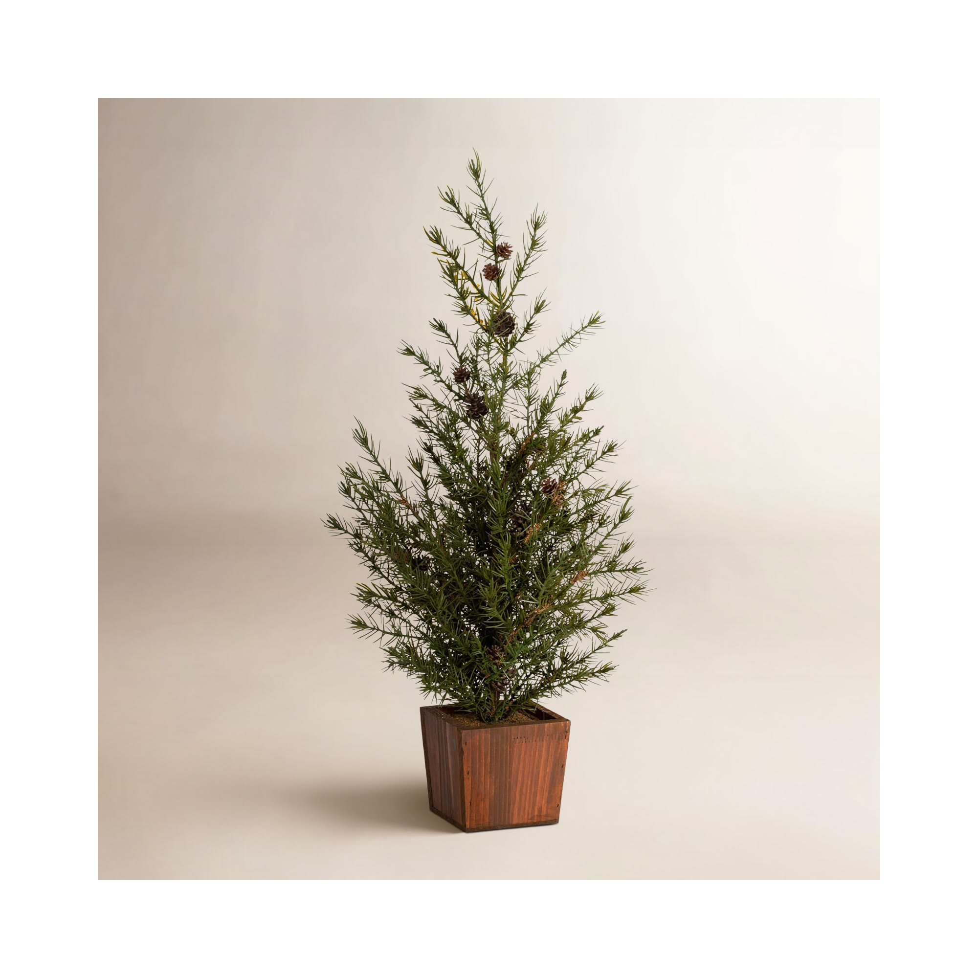 25.25" Artificial Christmas Potted Cedar Pinecone Tree, Green