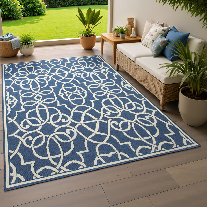 Tapis d'intérieur / extérieur géométrique Deltana, Rectangle 7 pi 10 po x 10 pi 10 po