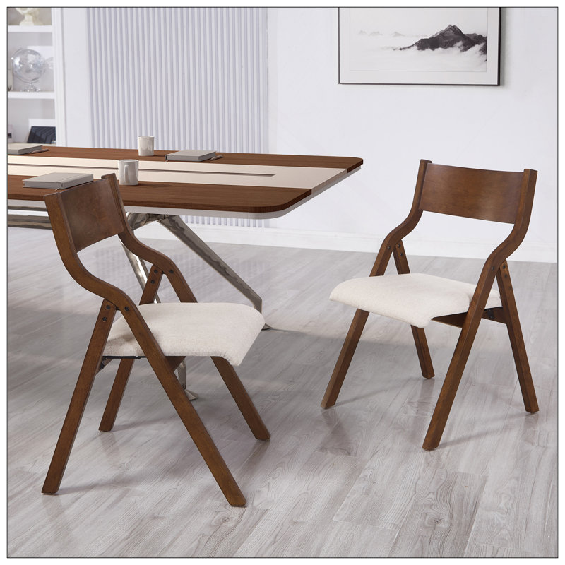 Chaise de salle à manger rembourrée pliante, peu encombrante, facile à transporter, salle à manger, paquet de 2 - noyer