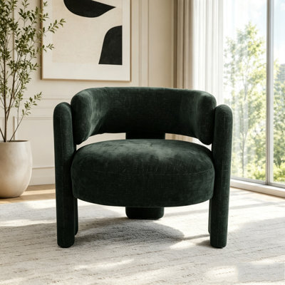 Fauteuil demi-tonneau sculptural avec tissu texturé Sculptural