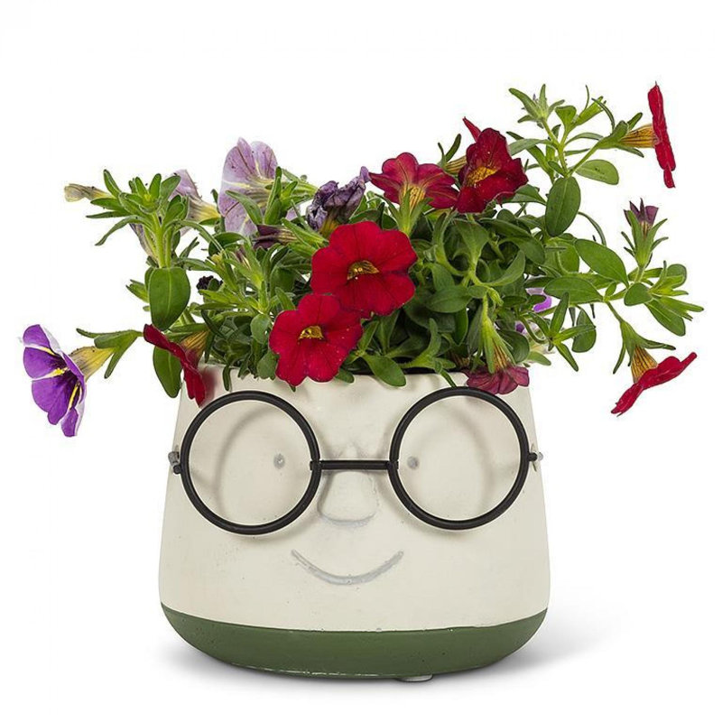 Visage avec verres à fleurs