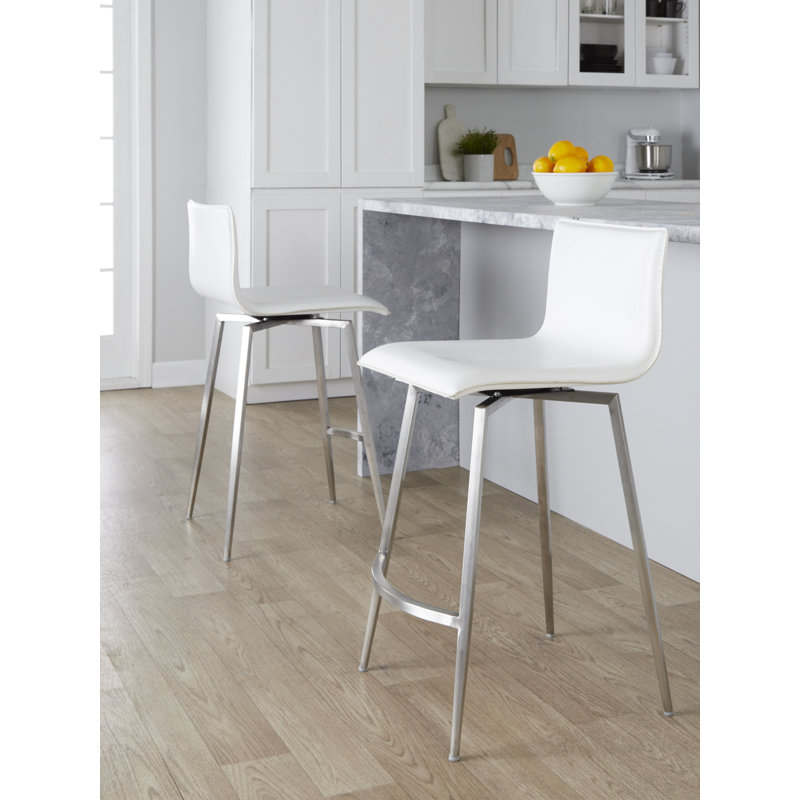 Vedder Swivel Upholstered Counter Stool with Metal Frame