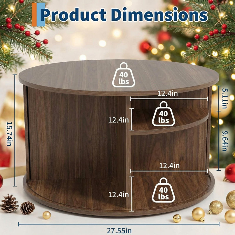 Coffee Table with Storage, Oak Wood