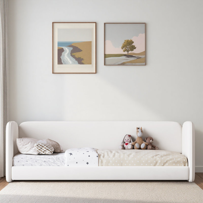 Lit de jour moderne avec protection latérale, Beige