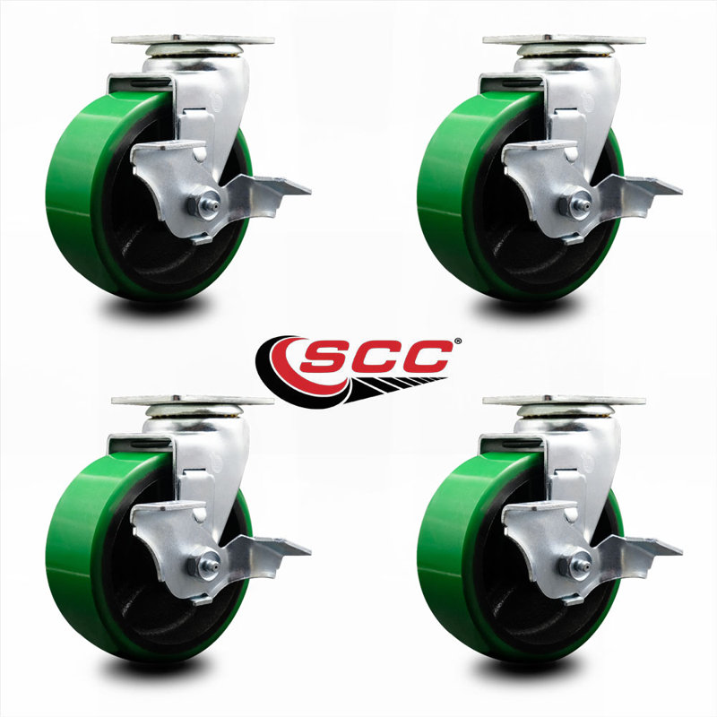 Poly on Cast Iron Caster, Green
