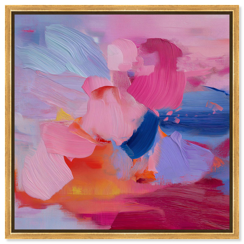 Décoration murale rose Energetic Swipe IV par Art Remedy, cadre doré, 12 x 12, H 13 po x l 13 po, Encadrement doré