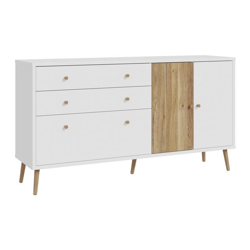 HARLLSON 159.2cm W Chest of Drawers, White/Oak