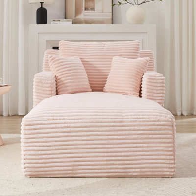 Indoor Single Chaise Sofa, Corduroy Upholstery, No Assembly Required