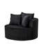 Oversized Round Swivel Accent Chair with Plush Upholstery & Matching Throw Pillows-Black