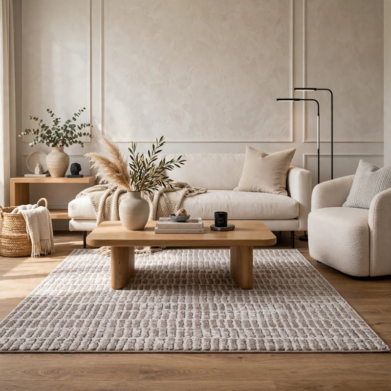 Tapis en polypropylène gris et ivoire Feri