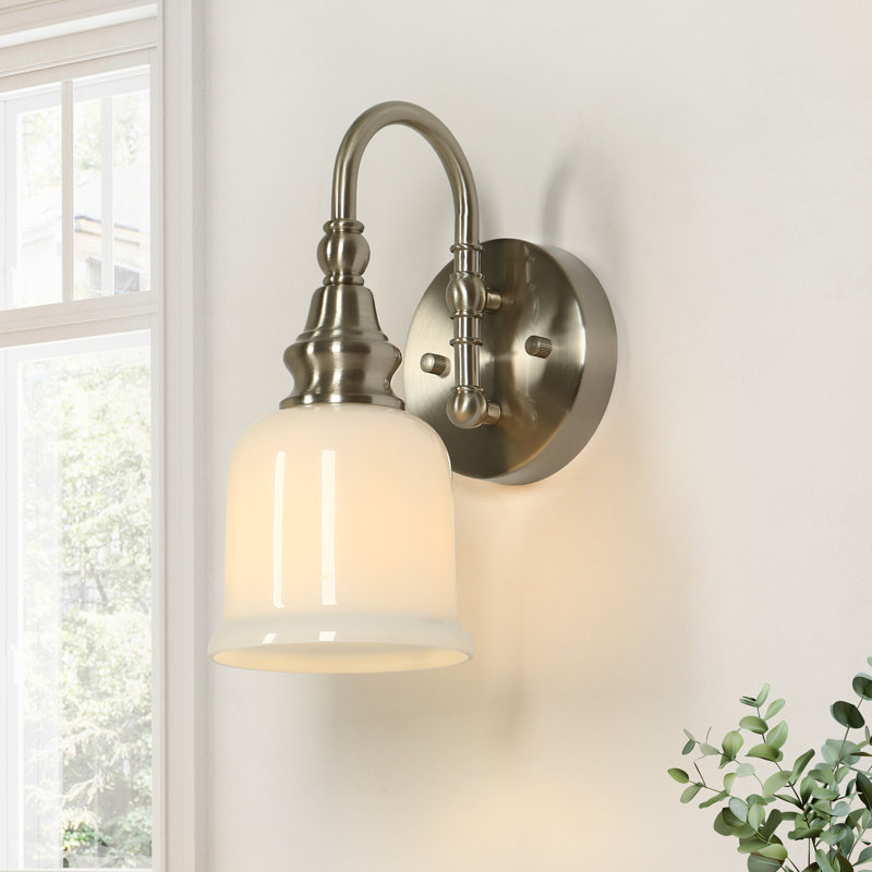 Cassiel 1-Light Dimmable Electroplated Nickel Armed Wall Sconce, Nickel