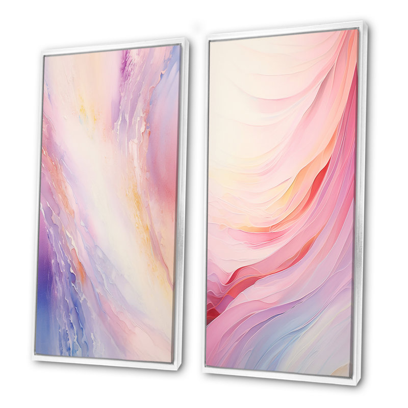 Ensemble de salon Ephemeral Rainbow Fantasy Arc - Abstract Collages Wall Art, Cadre flottant blanc, H 40 po x l 41 po