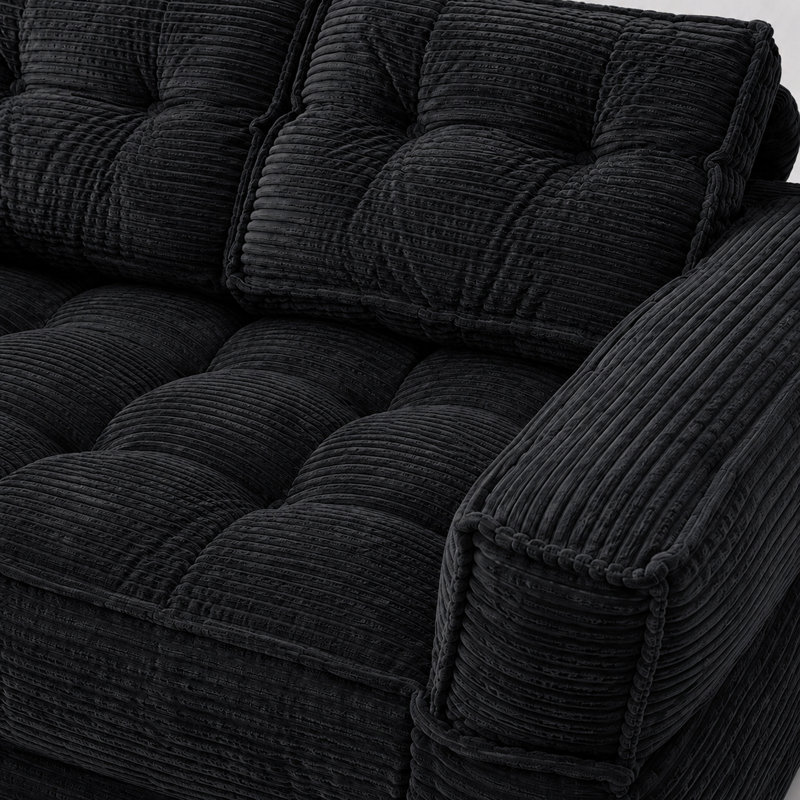 Canapé-lit convertible en velours côtelé de 130 cm (51,18 po), canapé de sol pliable 2 en 1 sans os, causeuse rembourrée avec accoudoirs