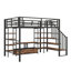 Lit mezzanine double en métal avec bureau d'étude intégré et tablettes de rangement-1182737598