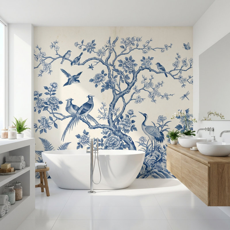 Papier peint chinois et chinois Toile, Non tissé, 160 po x 108 po