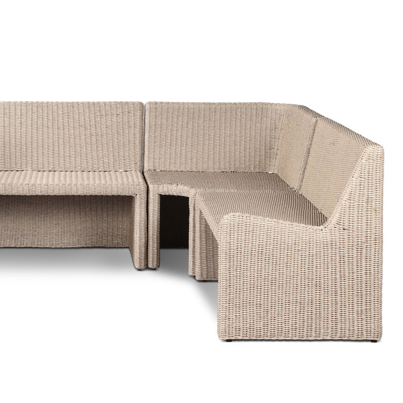 Senna Outdoor L-Shape Dining Banquette, 32.5" H x 132.25" W x 83.25" D
