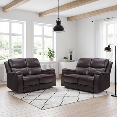 61" W Faux Leather Manual Recliner Loveseat（Set of 2）