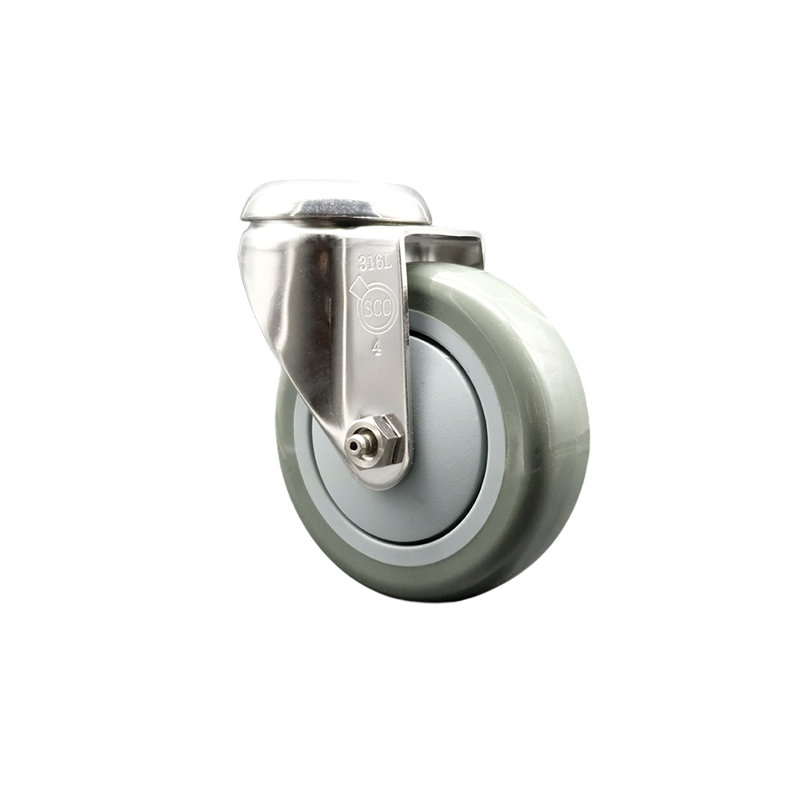 Roulettes pivotantes en polyuréthane 316SS, gris