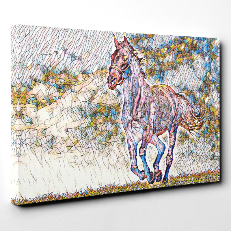 Black Horse Running - Wrapped Canvas, 50cm H x 76cm W