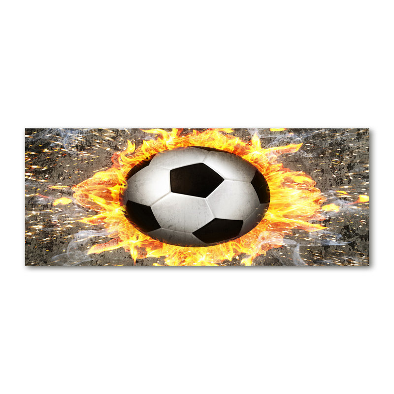 Burning Soccer Ball - No Frame Print on Canvas