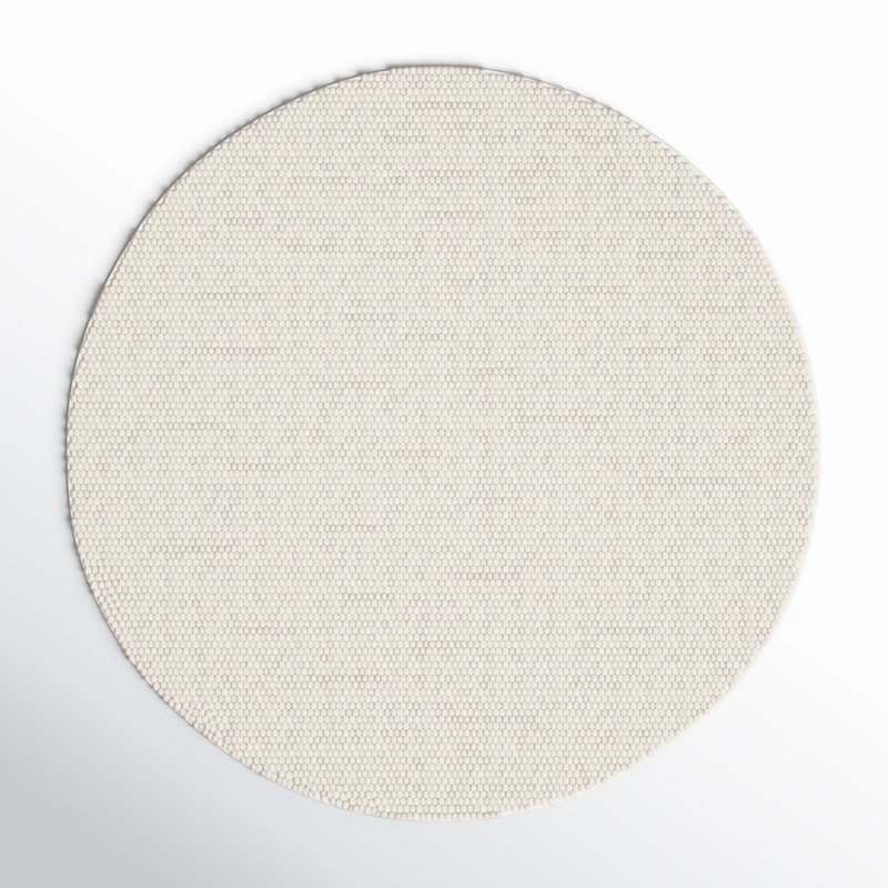 Tapis ivoire fait à la main Elle, Rond 4 pi