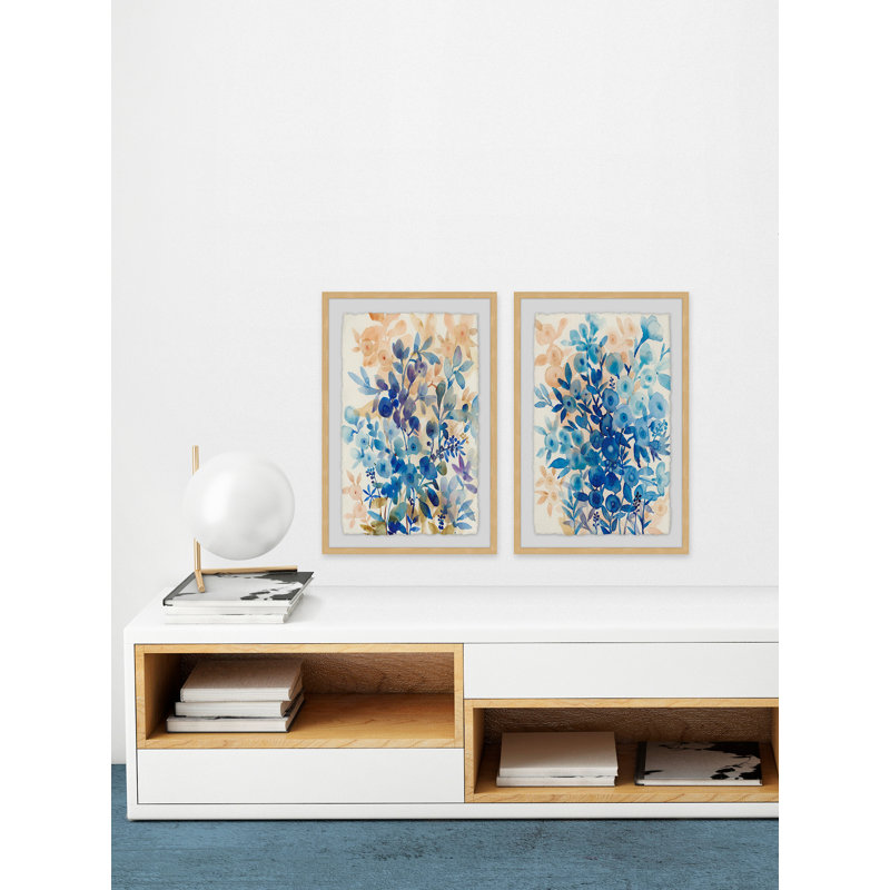 « the blues », ensemble de 2 reproductions de peintures à l’aquarelle encadrées, H 12 po x l 8 po x L 1,5 po