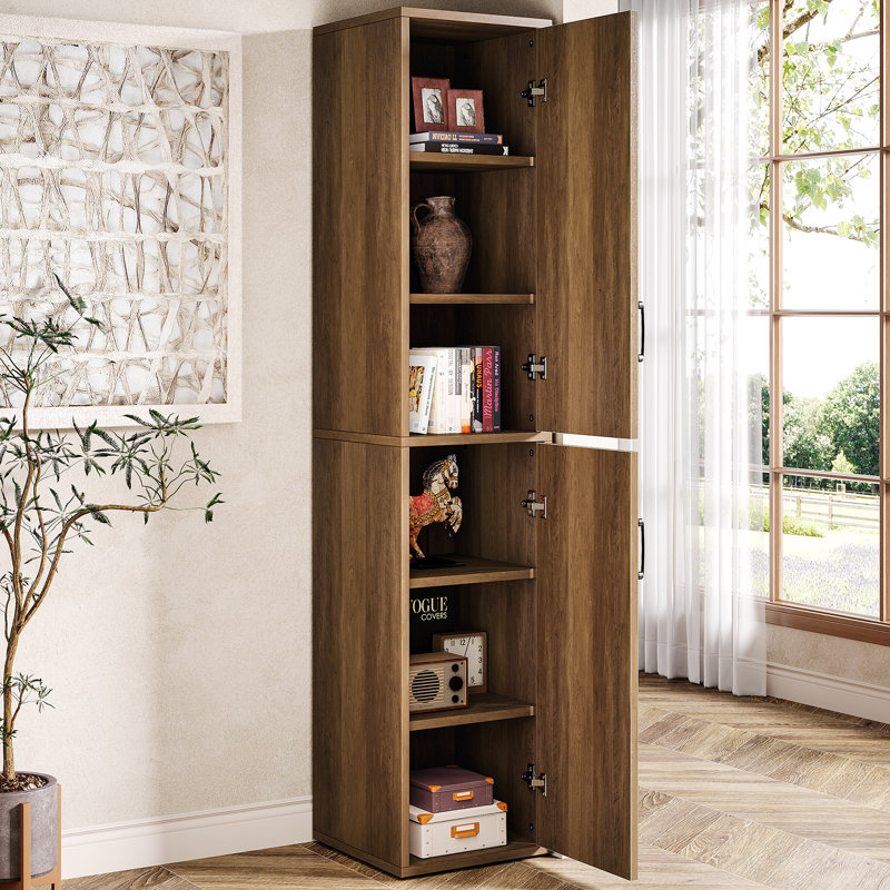 Armoire de rangement 75 po avec 2 portes et 6 tablettes, Brun