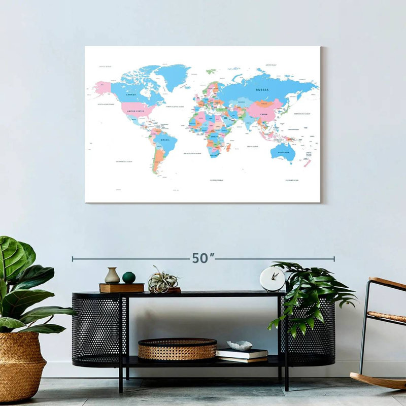 Pastel Countries World Map, 30" H x 45" W
