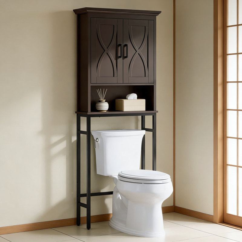 Armoire de rangement au-dessus de la toilette avec tablette réglable et rangement ouvert, organisateur de salle de bain peu encombrant pour l'organisation au-dessus de la toilette