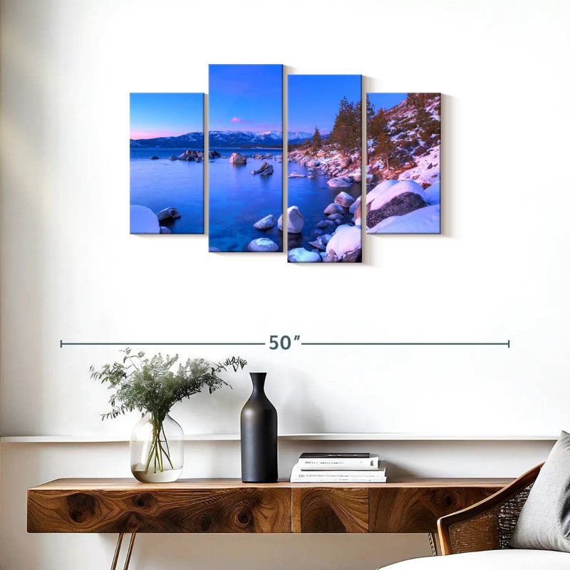 Rive enneigée du lac Tahoe, H 22 po x l 36 po