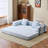 Boneless 76.77" Convertible Floor Compression Sofa Bed, 3-Seat Chenille Futon Couch with Pillow Back Support & Armrest, Foam Frameless Sleeper Sofa for Living Room Bedroom-2103952025