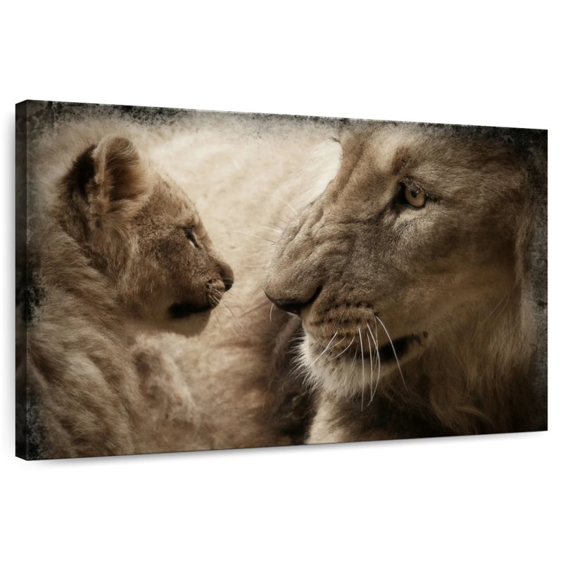 Lion And His Cub, 32" H x 48" W