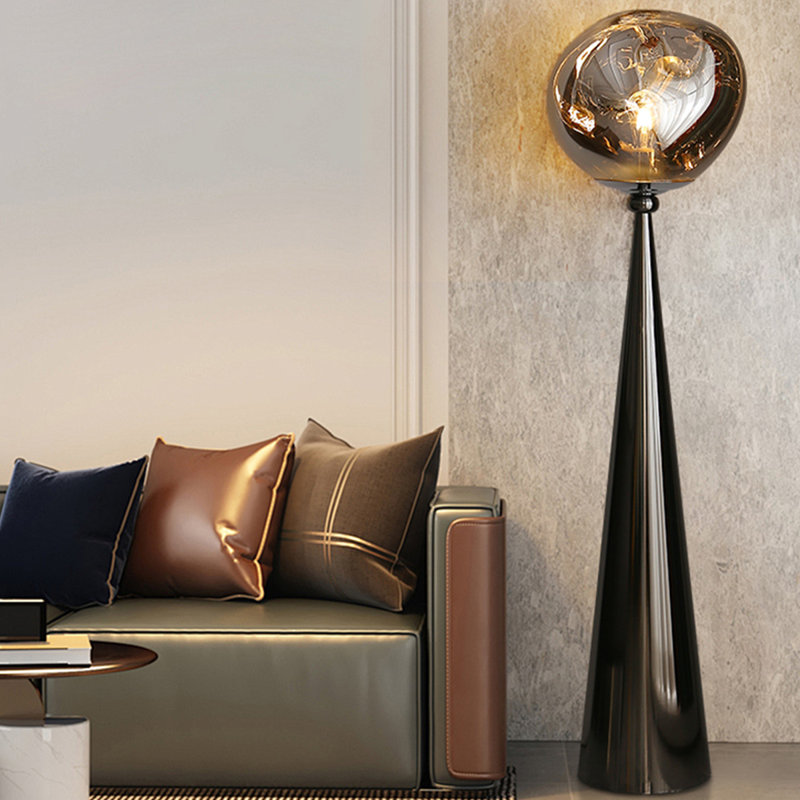 Black+Amber Iron+Acrylic Free form Floor Lamps