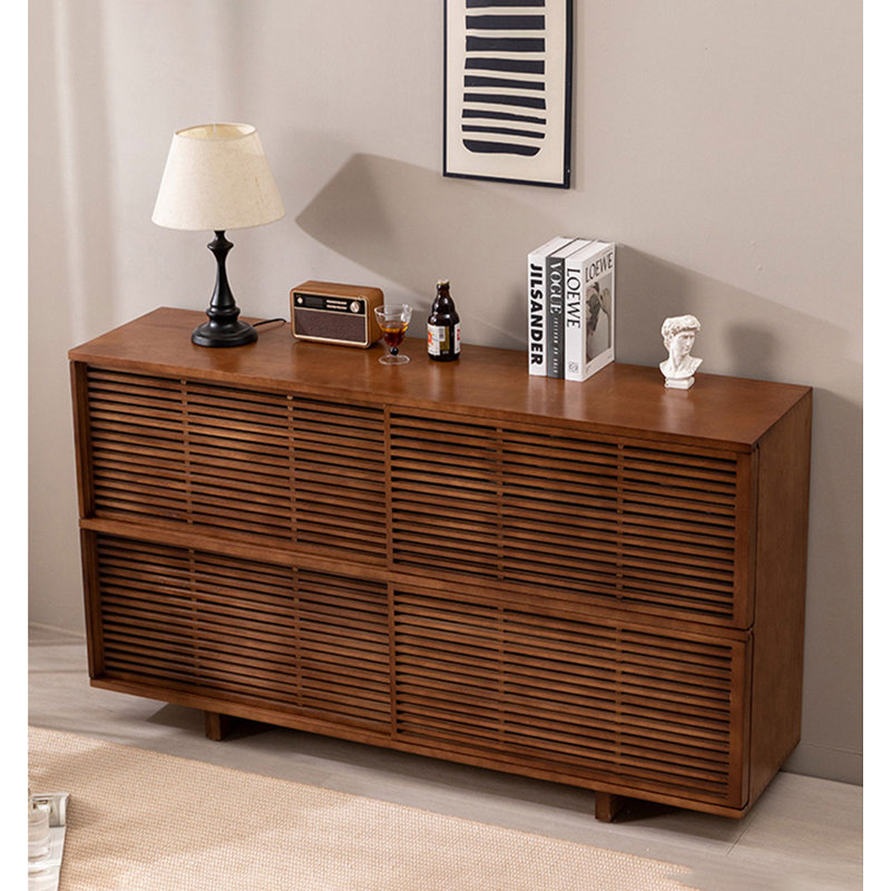 Buffet en bois massif de style Mid-Century, 35.4" H x 63" W x 15.7" D