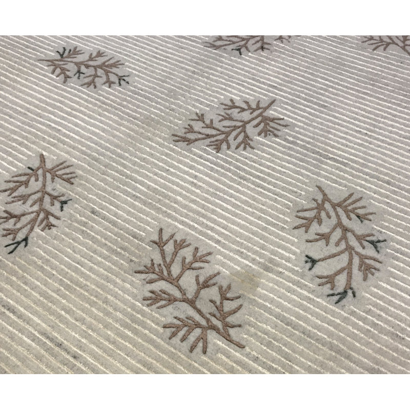 Hand-Knotted High-Quality White Area Rug