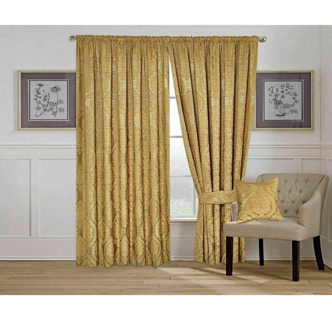 Pair of Jacquard Eyelet Ring-Top Curtains – Fully Lined – Available in Multiple Sizes