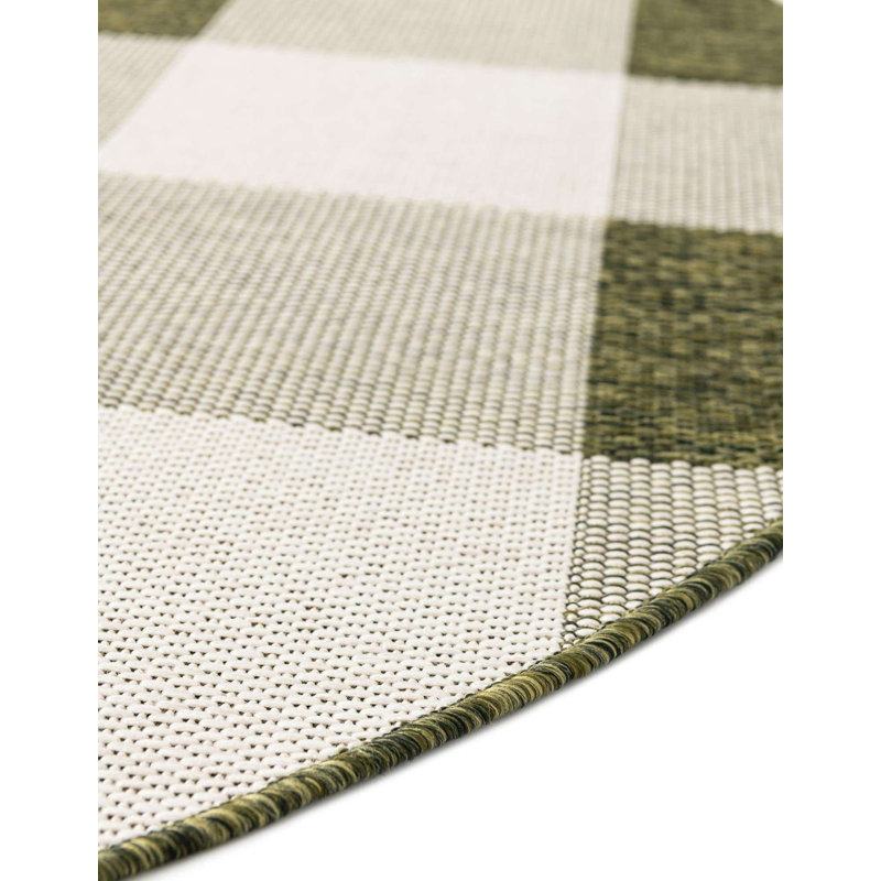 Tapis vert en polypropylène tissé à la machine Tereon, Rond 3 pi 3 po