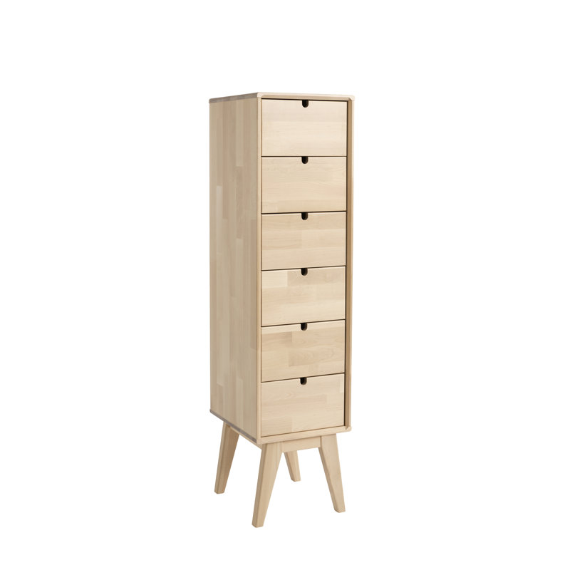 Laird Solid Wood 30cm W 6 - Drawer Chest of Drawers, Lacquered Birch