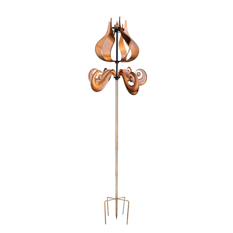 Blocher Vertical Copper Wind Spinning Garden Stake