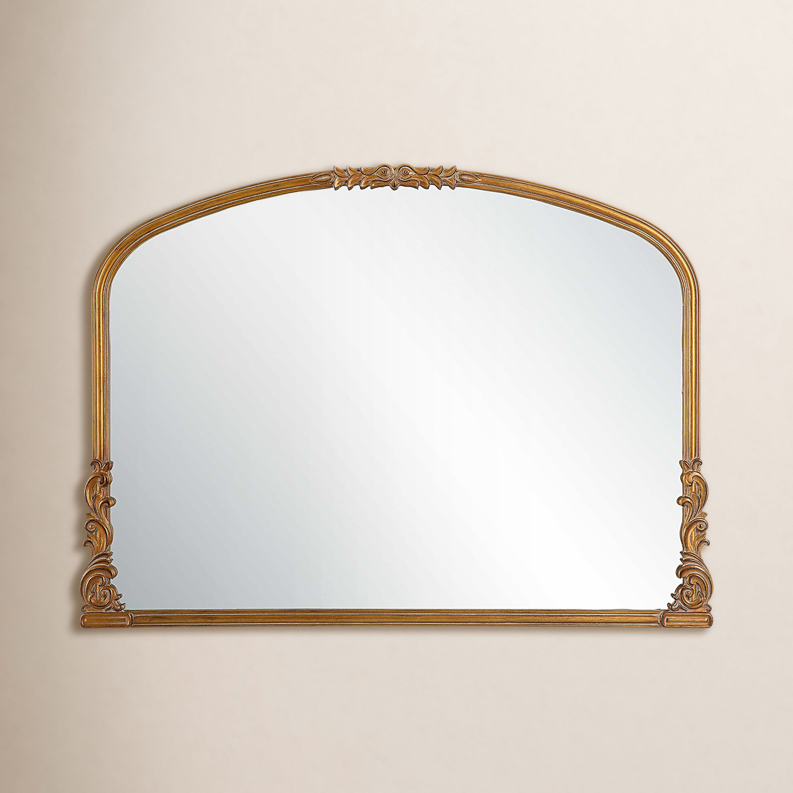 Keith Engineered Wood Wall Mirror, Antique Gold, Horizontal, 28" H x 38" W