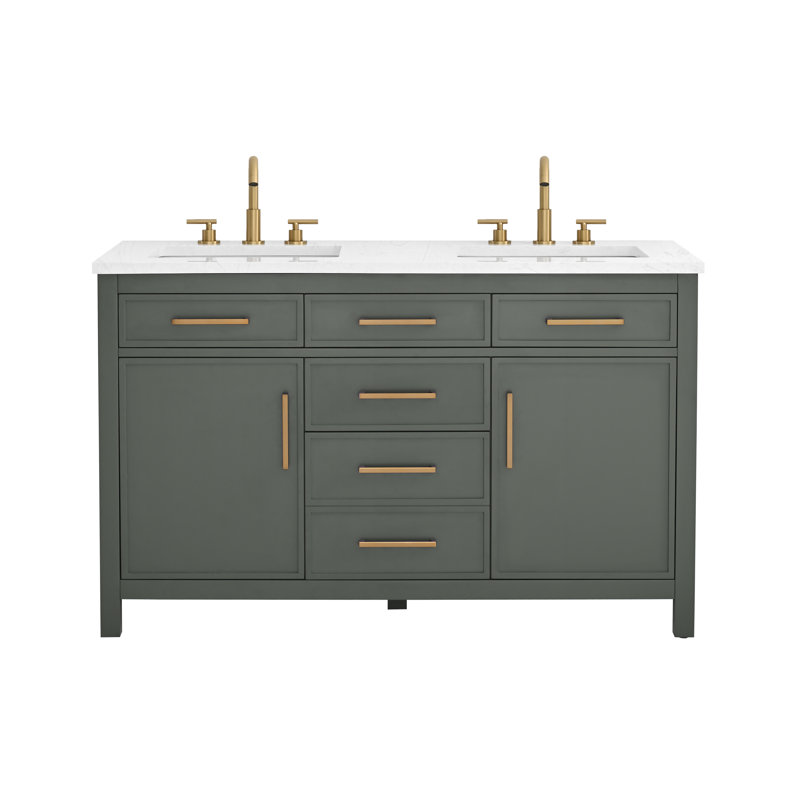 Wenniah 54" Double Vanity, Vintage Green/Brushed Bronze