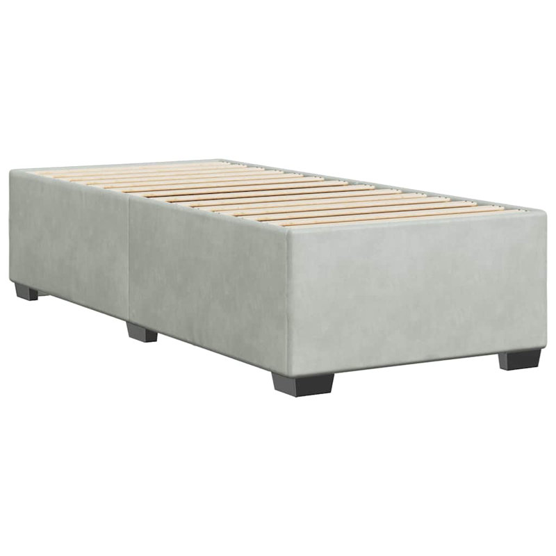 Ebern Designs Bed Frame Without Mattress  Twin XL Velvet, Light Gray, Queen