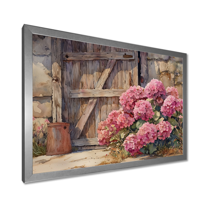 Isabea - Floral Wall Art, Single Picture Framed Print, Silver, 16" H x 32" W