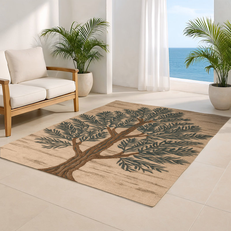 Tapis d'intérieur et d'extérieur brun Botanical, Rectangle 4pi x 6 pi