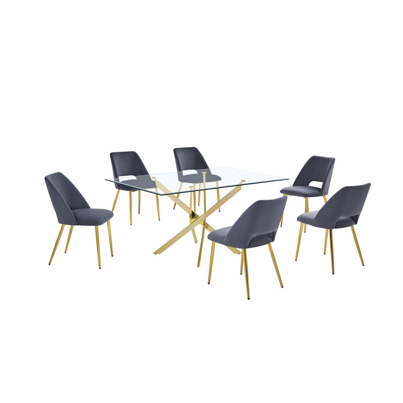 Arieyana 6 - Person Trestle Dining Set, Dark Gray