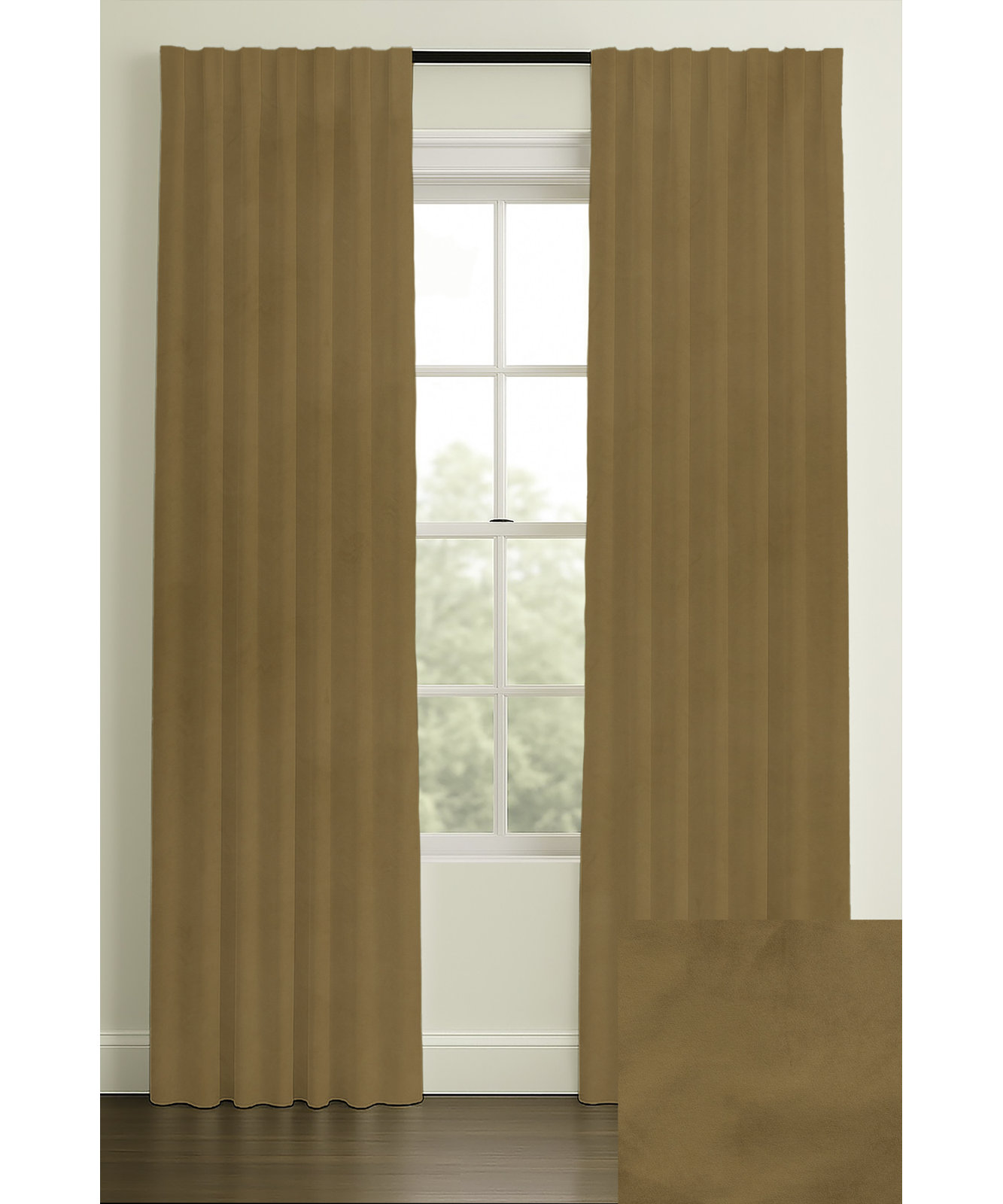Westcliffe Velvet Curtain in Tiger Eye, Inverted Pleat, Single, 33" W x 84" L